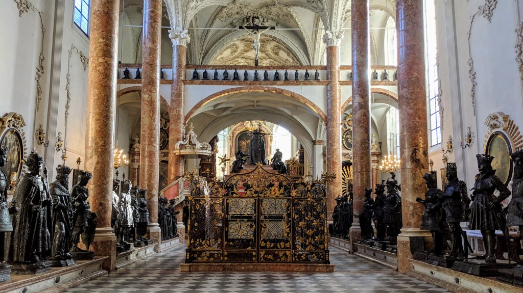 Inside the Hofkirche church in Innsbruck, Austria