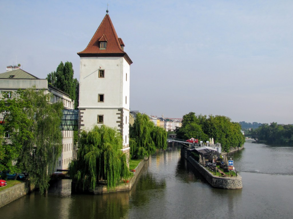 Building over the Vltava River in Prague, Czech Republic