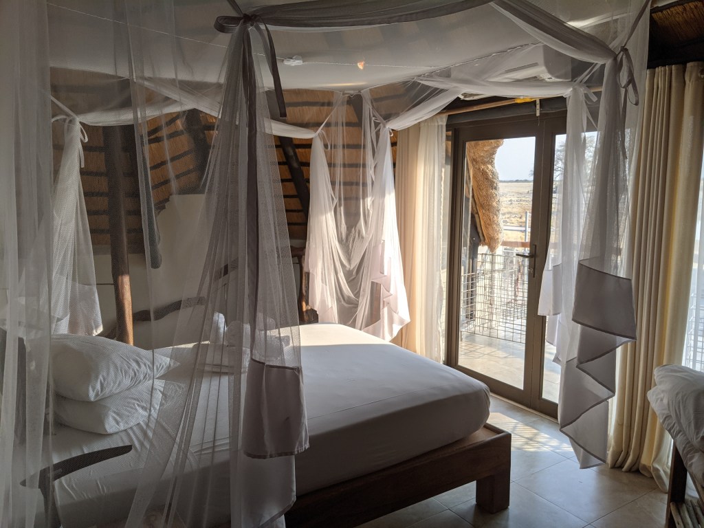 Premier waterhole chalet at Okaukuejo Lodge, Etosha