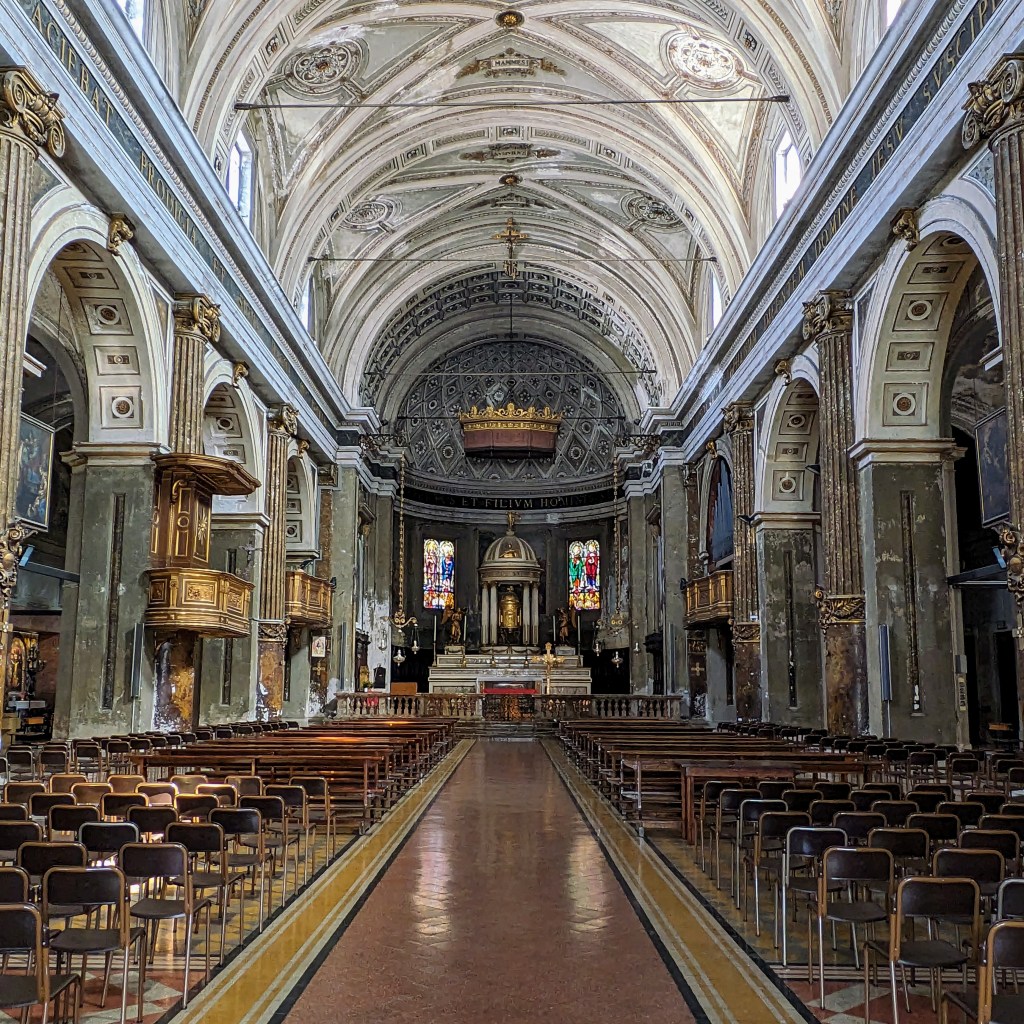 A view of the interior of the Basilica di Santo Stefano Maggiore in Milan, Italy