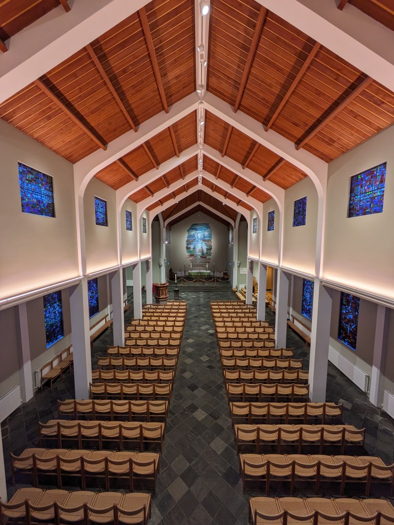 The interior nave of Skalholt church in southern Iceland