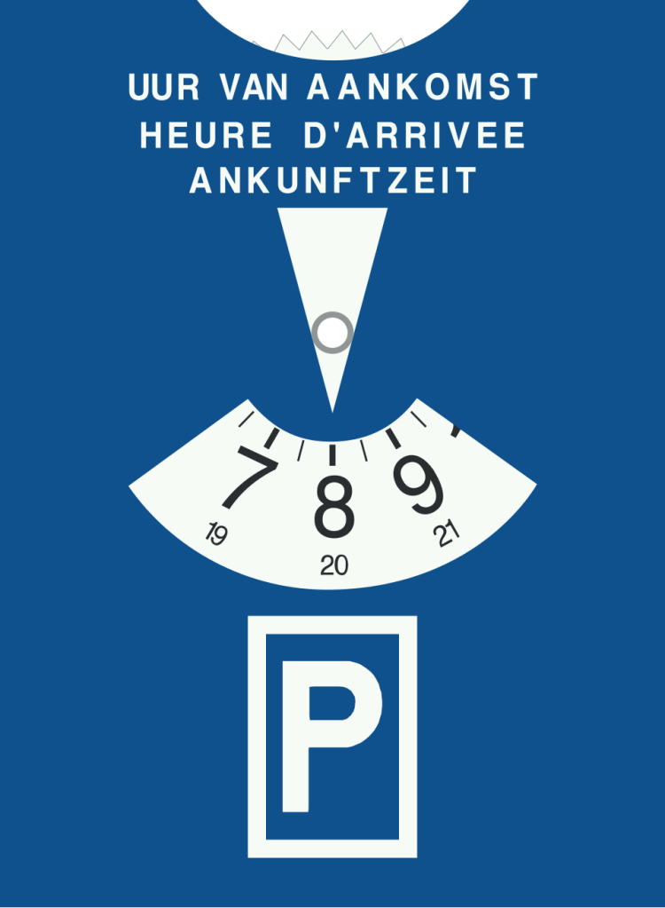 A parking disk is a common way to indicate how long you have parked in a free, time-limited spot in many European countries.